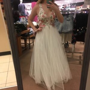 White Floral Prom Dress
